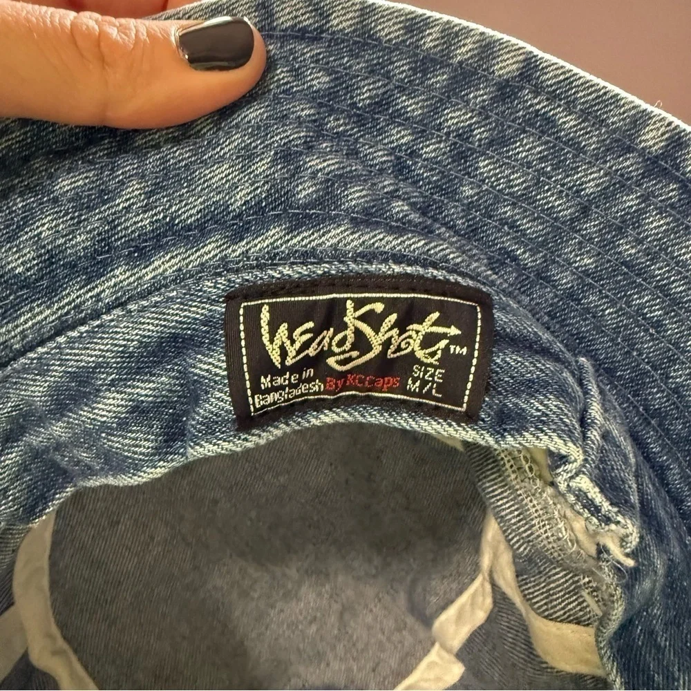 Vintage 90's Head Shots Denim Bucket Hat Unisex Size Medium Large